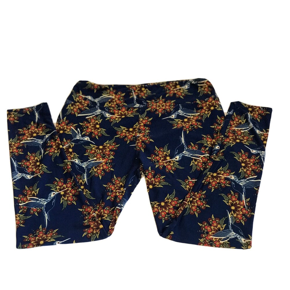 Lularoe Hummingbird & HibiscusTC Tall And Curvy Leggings Retired